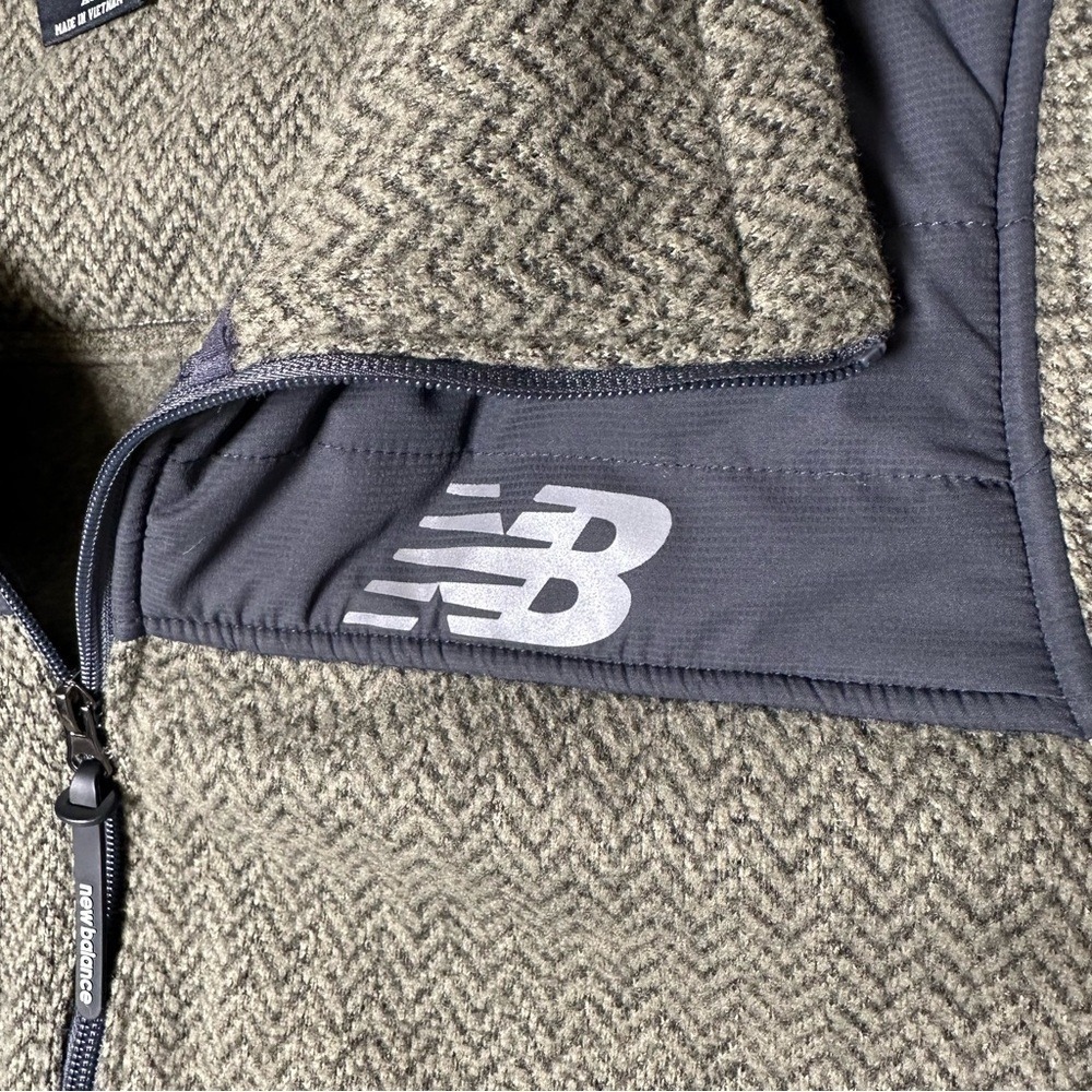 New Balance Womens XL Herringbone Fleece Full Zip Jacket Olive Green‎ Mock Neck - Picture 2 of 9